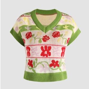 Cider Colorful Floral Knit Sweater Vest size small